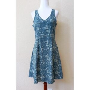 Toad&CO blue paisley print a-line sleeveless dress